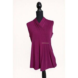 Adrianna Papell Magenta Sleeveless Wrap-Style Blouse – Size M